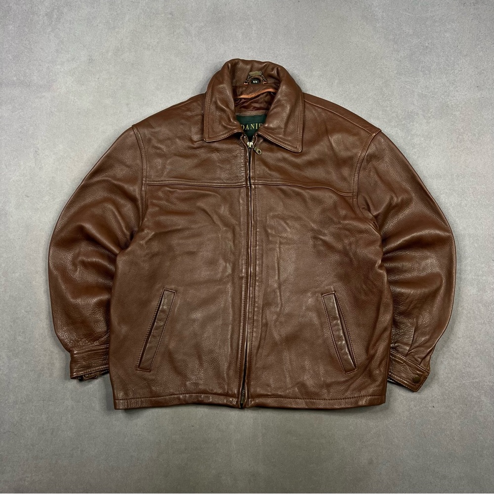 Danier Brown Leather Bomber Jacket